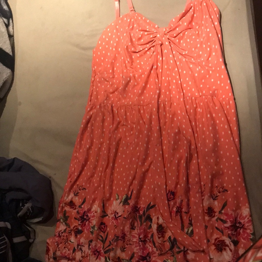 NOBO peach floral and polka dot dress